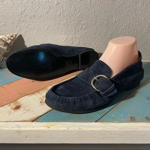 AGL Attilio Giusti Leombruni womens flats loafers size 39 made Italy blue navy